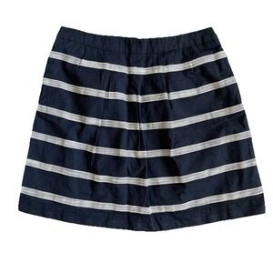 Loft Striped Mini Skirt Sz 6 Pockets Navy Blue Nautical Preppy